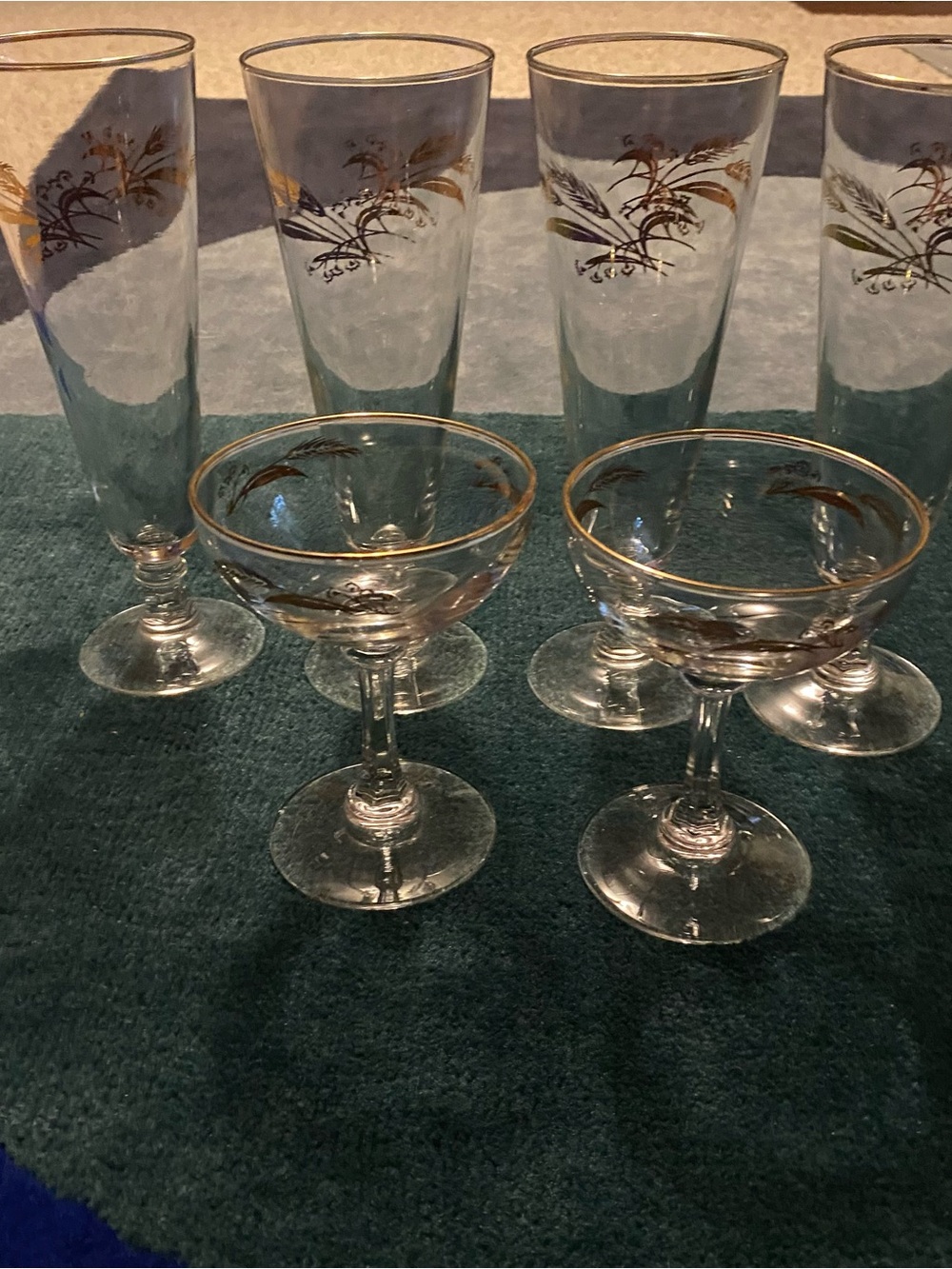 Vintage Gold-Trimmed Glassware Set - Clear Glass with Gold Accent